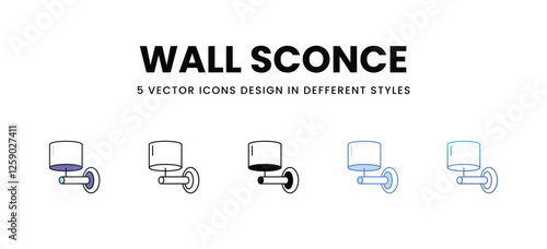 Wall Sconce vector icons set stock illustration