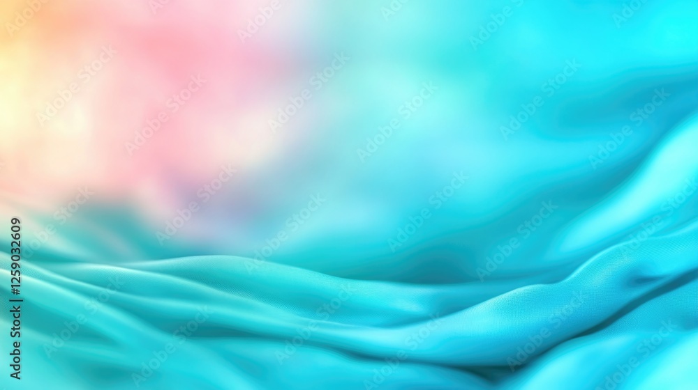 Fototapeta premium Vibrant abstract waves with soft pastel gradient background