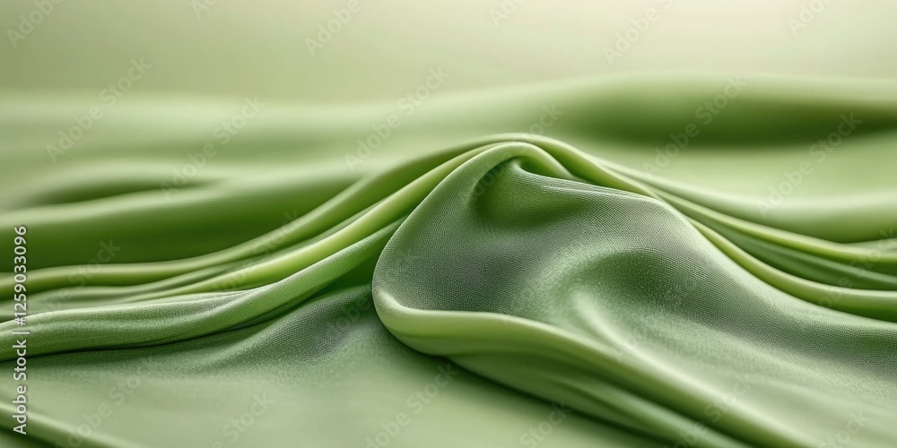 Smooth green satin fabric with elegant folds and soft texture Smooth green satin fabric with elegant folds and soft texture