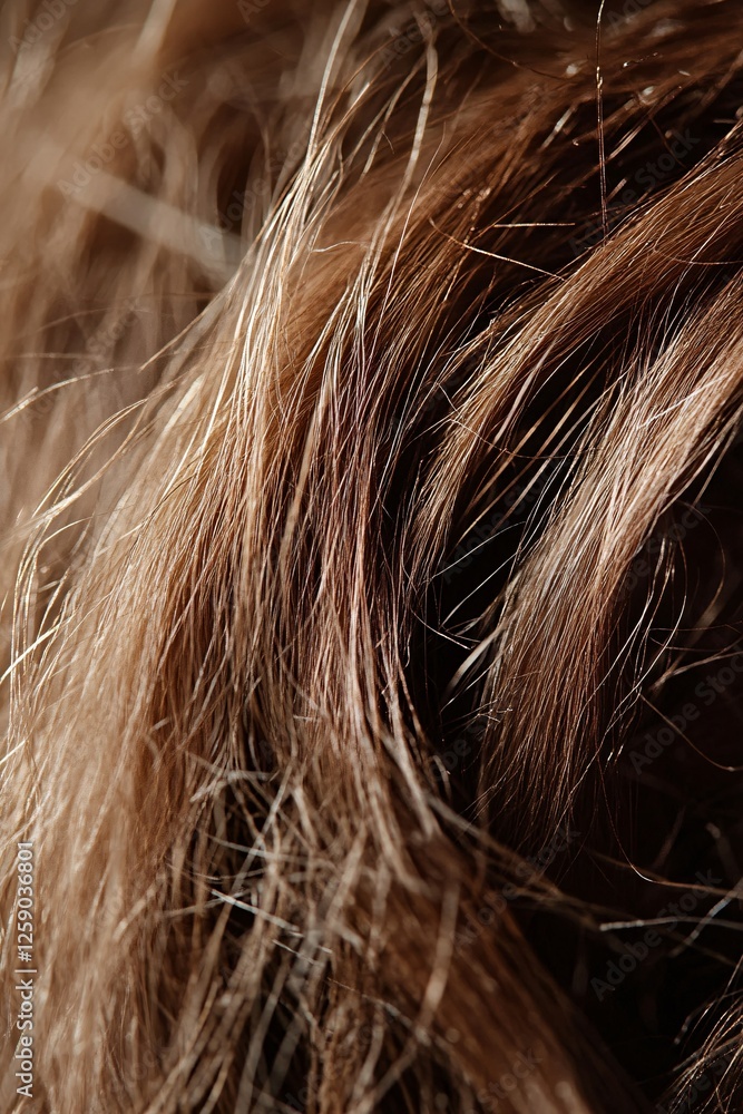 Fototapeta premium Macro photography revealing texture of brown hair