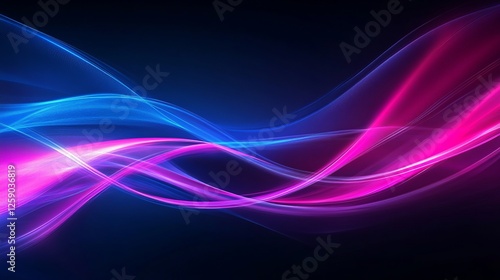 Wallpaper Mural Abstract background of modern tech gradient waves in blue and pink hues, technology, modern, abstract, background, waves. Dynamic abstract light trails in neon pink and blue hues Torontodigital.ca