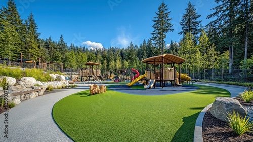 Modern Playground nestled in a lush forest setting