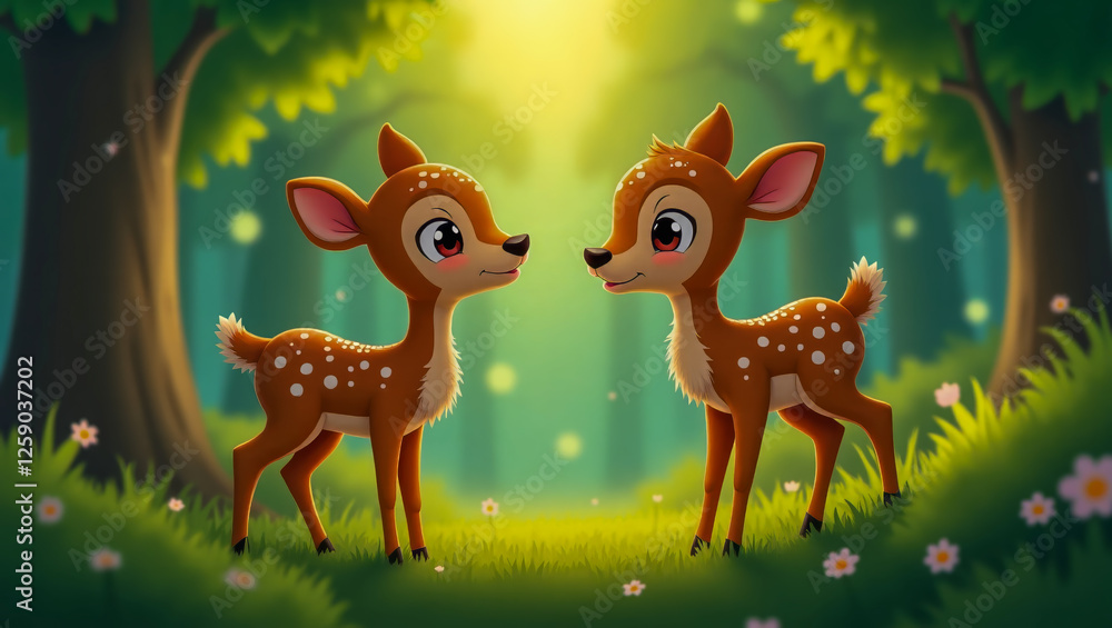 AI-generated images of a 3D animation-style cute baby Fawn AI-generated images of a 3D animation-style cute baby Fawn