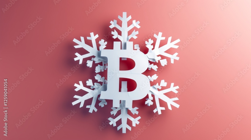 A stylized Bitcoin logo integrated into a white snowflake, set against a warm red background. This conceptual design represents cryptocurrency in a winter or holiday theme. AI generated. A stylized Bitcoin logo integrated into a white snowflake, set against a warm red background. This conceptual design represents cryptocurrency in a winter or holiday theme. AI generated.