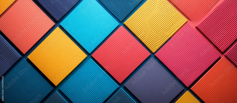 Colorful geometric tiles arranged in a diamond pattern, showcasing vibrant textures and hues Colorful geometric tiles arranged in a diamond pattern, showcasing vibrant textures and hues