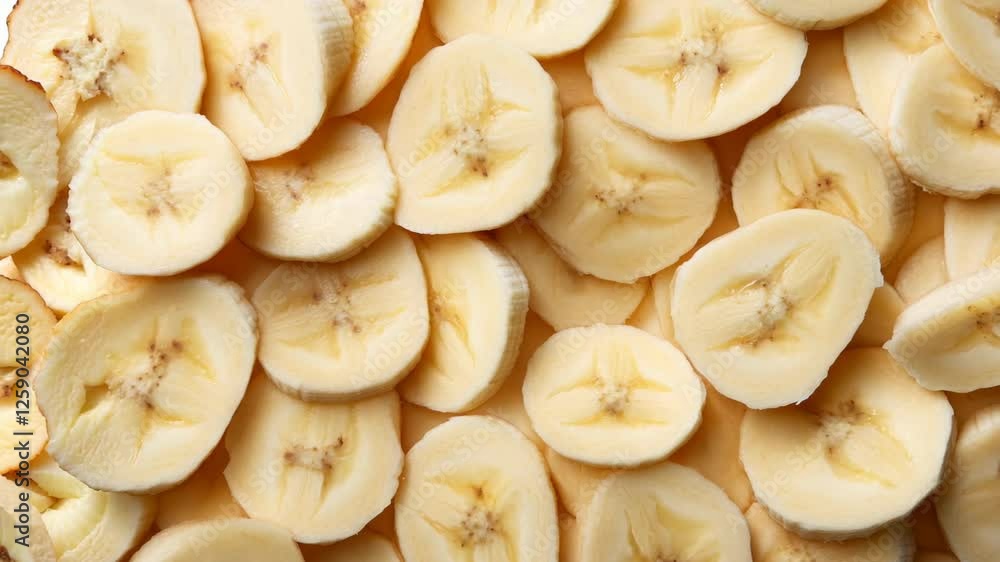 A seamless spread of ripe banana slices, tightly arranged to fill the entire frame with their soft, yellow texture and smooth surface. A seamless spread of ripe banana slices, tightly arranged to fill the entire frame with their soft, yellow texture and smooth surface.