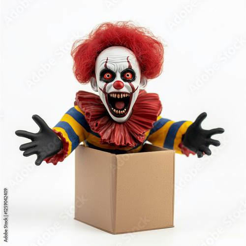 Creepy jack-in-the-box with a sinister clown popping out