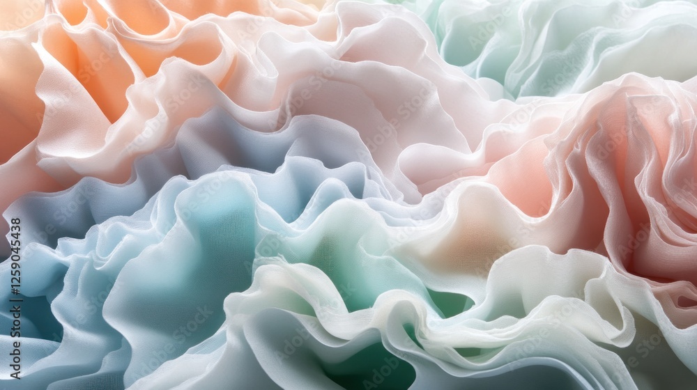 Obraz premium Pastel fabric texture with soft waves and folds.