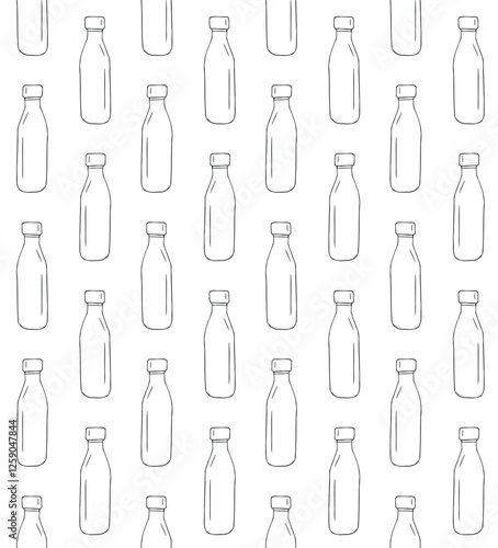 Vector seamless pattern of hand drawn sketch doodle outline thermo bottle isolated on white background