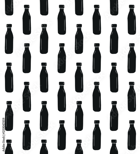 Vector seamless pattern of hand drawn sketch doodle thermo bottle isolated on white background