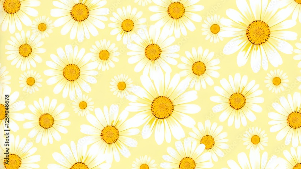 Cheerful Daisy Pattern Yellow Floral Background Spring Blooms Nature Design Cheerful Daisy Pattern Yellow Floral Background Spring Blooms Nature Design