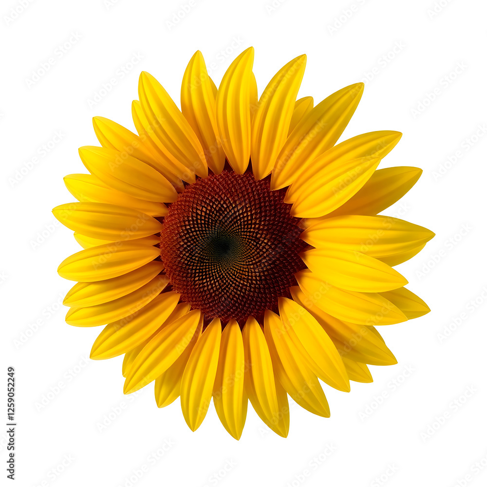 Hyper-Realistic 3D Sunflower with Rich Yellow Petals Floating on Transparent Background for Stunning Floral Art Hyper-Realistic 3D Sunflower with Rich Yellow Petals Floating on Transparent Background for Stunning Floral Art