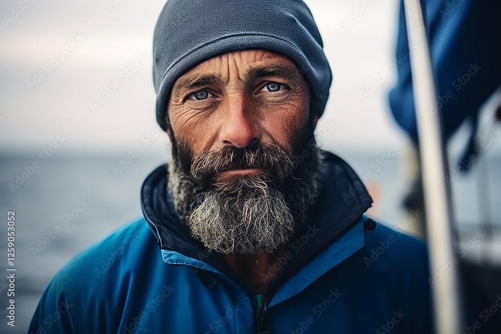 Portrait of a bearded man on the background of the sea. Portrait of a bearded man on the background of the sea.