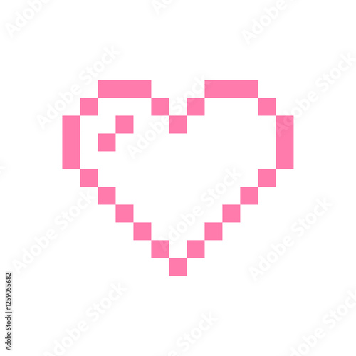 ドット絵ハート（ピンク）、絵文字、ピクセル、ベクター、透過背景