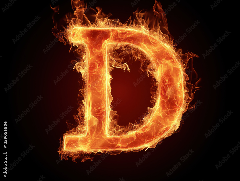 Letter D in Flames, Captured in a Fiery and Dynamic Display Letter D in Flames, Captured in a Fiery and Dynamic Display