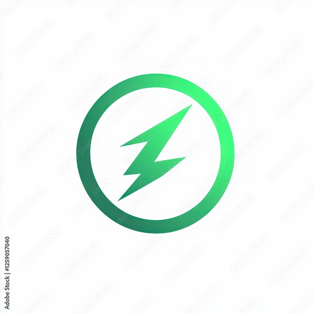 Abstract green lightning icon, graphic design, clean design, digital art Abstract green lightning icon, graphic design, clean design, digital art