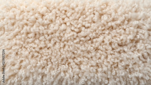 Soft texture of natural wool displayed close up on a neutral background showcasing its intricate curly fibers photo