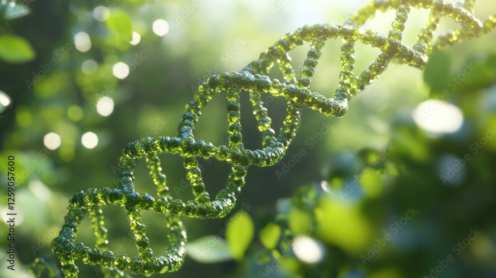 Green DNA strand in nature. Green DNA strand in nature.