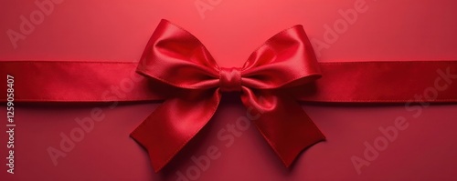 Deep crimson satin ribbon tied perfectly, rich sheen , glossy, bow