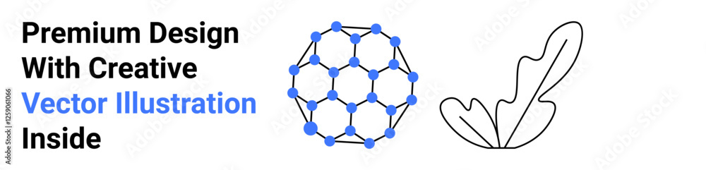 Geometric sphere with connected dots and abstract line leaf outline. Ideal for technology, innovation, minimalism, creativity, modern art, education, science themes, flat landing page banner Geometric sphere with connected dots and abstract line leaf outline. Ideal for technology, innovation, minimalism, creativity, modern art, education, science themes, flat landing page banner