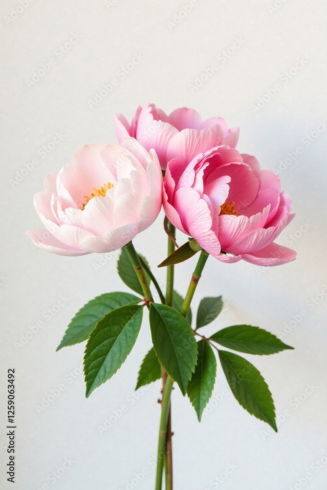 A bouquet of peony flowers in soft pastel colors against a white background , natural, blossoms, flower arrangement A bouquet of peony flowers in soft pastel colors against a white background , natural, blossoms, flower arrangement
