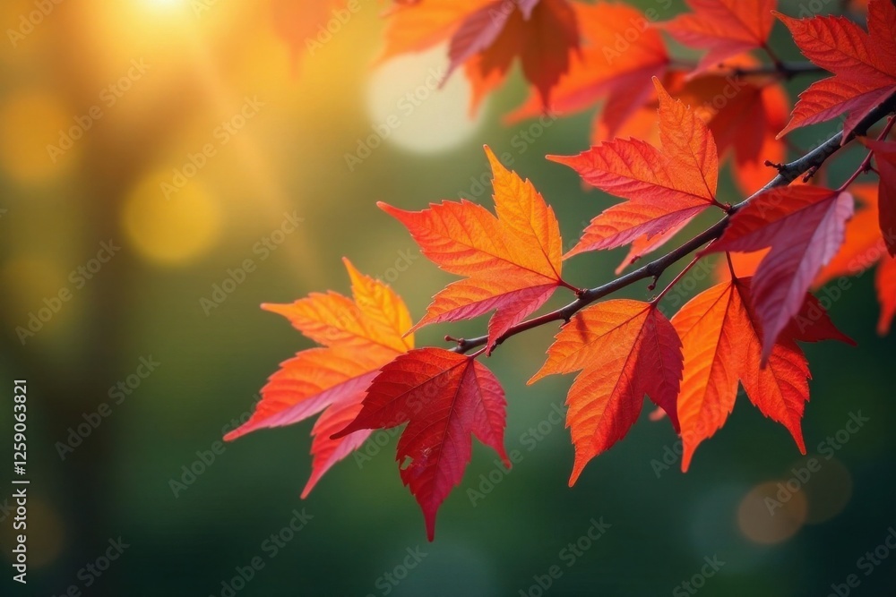 A colorful autumn tree branch with vibrant leaves, leaves, seasons A colorful autumn tree branch with vibrant leaves, leaves, seasons