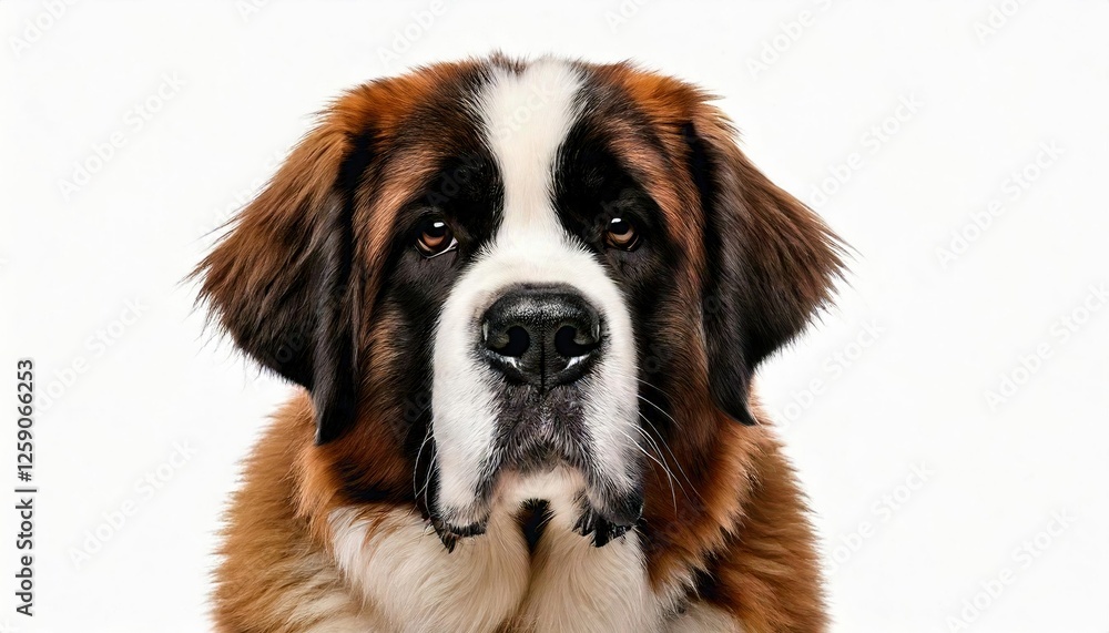 St. Bernard dog with expressive features posing for a simple portrait St. Bernard dog with expressive features posing for a simple portrait