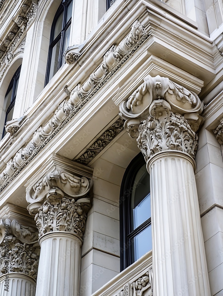 Obraz premium Ornate Architectural Columns with Intricate Designs and Patterns in Elegant Building : Generative AI