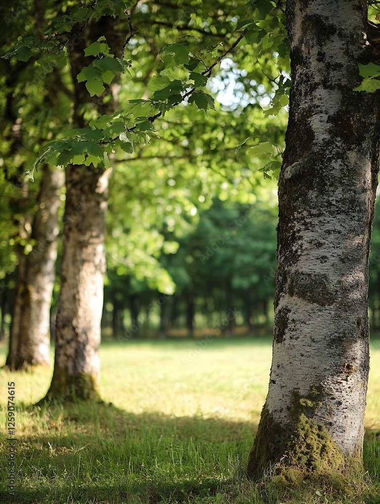 Sunlit Trees in a Serene Green Field with Vibrant Leaves and Soft Shadows : Generative AI Sunlit Trees in a Serene Green Field with Vibrant Leaves and Soft Shadows : Generative AI