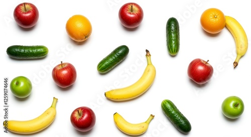 Wallpaper Mural Fresh Fruit and Vegetables Flat Lay on White Background for Healthy Eating Torontodigital.ca
