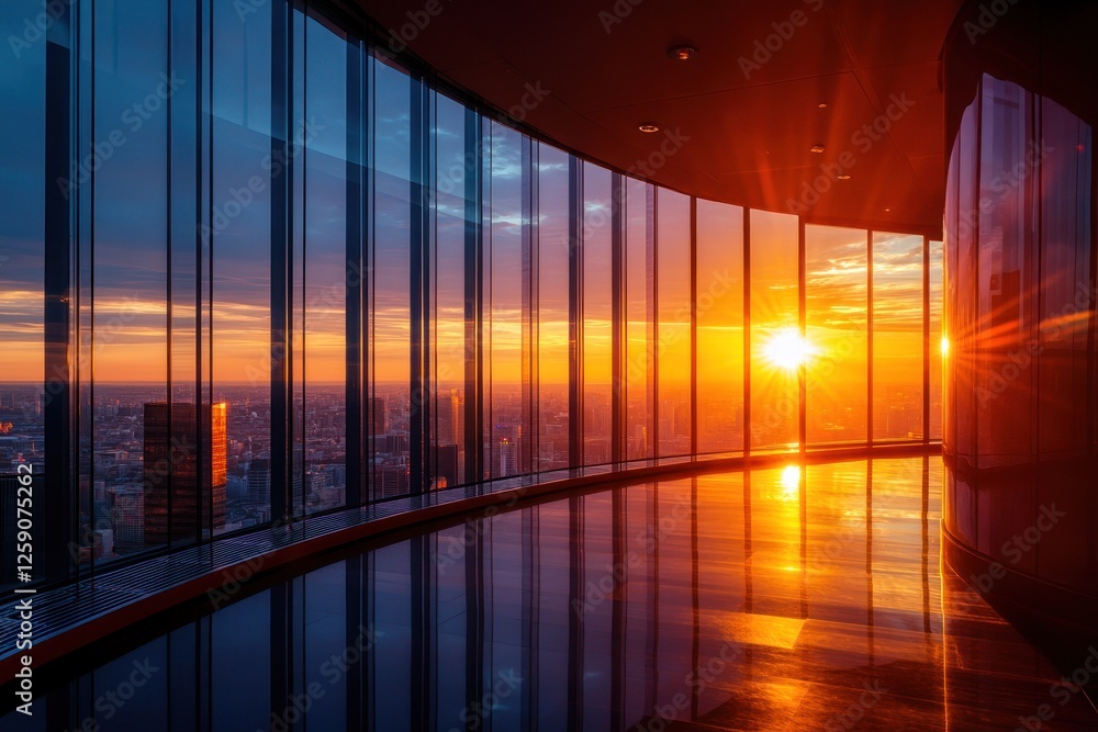 Golden Hour Cityscape Panorama from Skyscraper Golden Hour Cityscape Panorama from Skyscraper