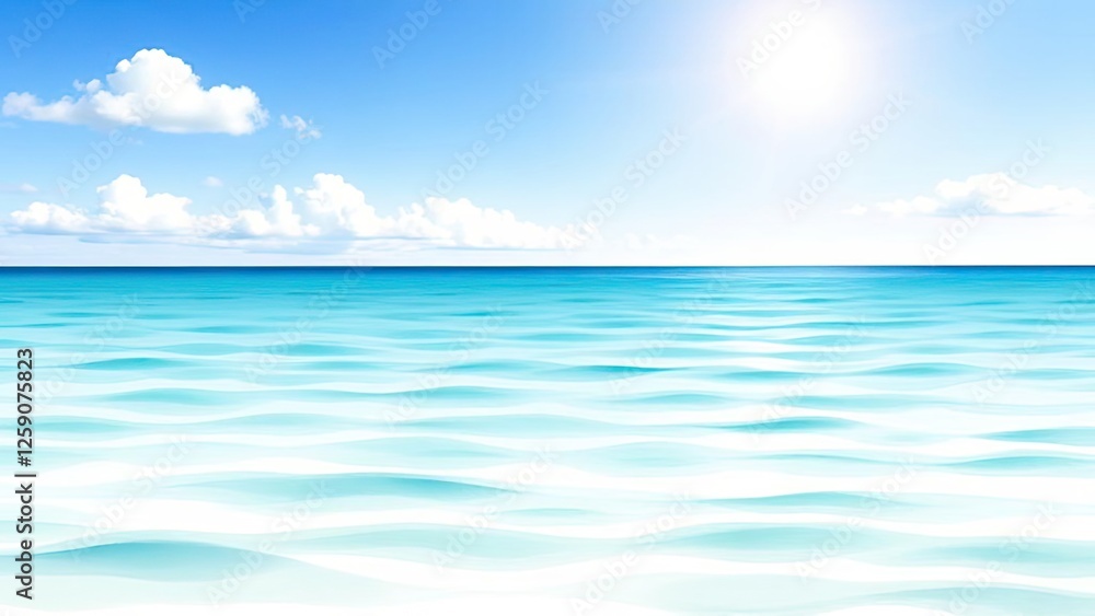 Obraz premium Serene Ocean Seascape Calm Water Blue Sky White Clouds