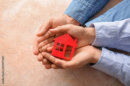Couple holding house figure...