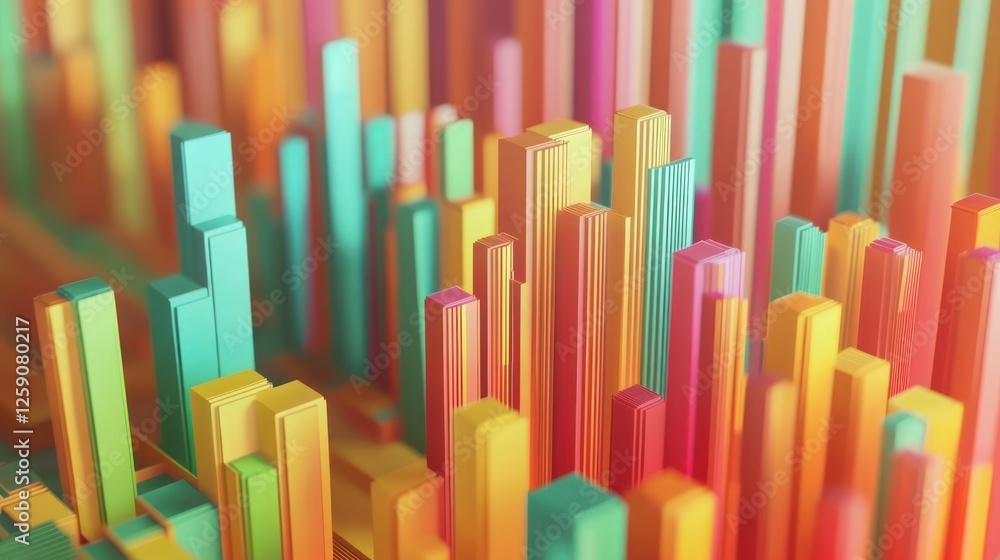 Vibrant Abstract Cityscape: A Colorful Geometric Landscape of Towers Vibrant Abstract Cityscape: A Colorful Geometric Landscape of Towers