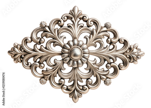 silver ornamental design png, transparent background