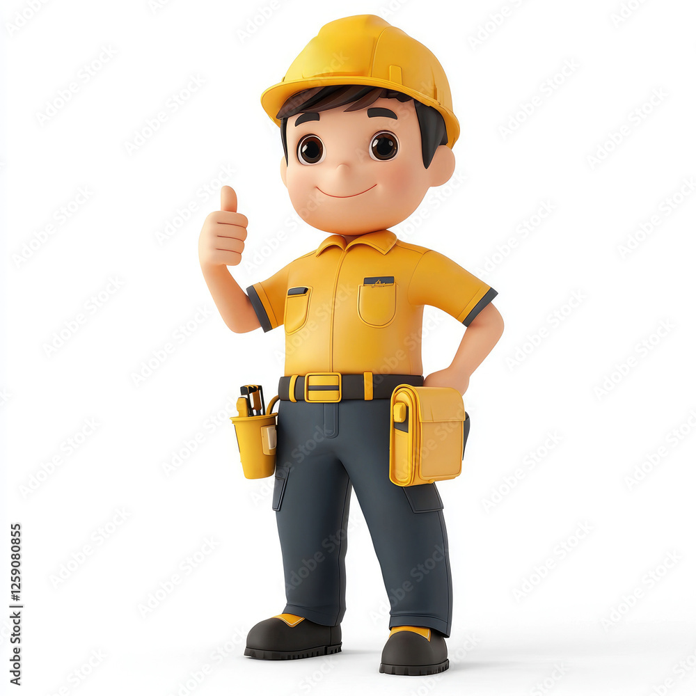 3D Cartoon Technician: A skilled and positive worker, ready to help with any repair or maintenance job. Thumbs up for great service! 3D Cartoon Technician: A skilled and positive worker, ready to help with any repair or maintenance job. Thumbs up for great service!