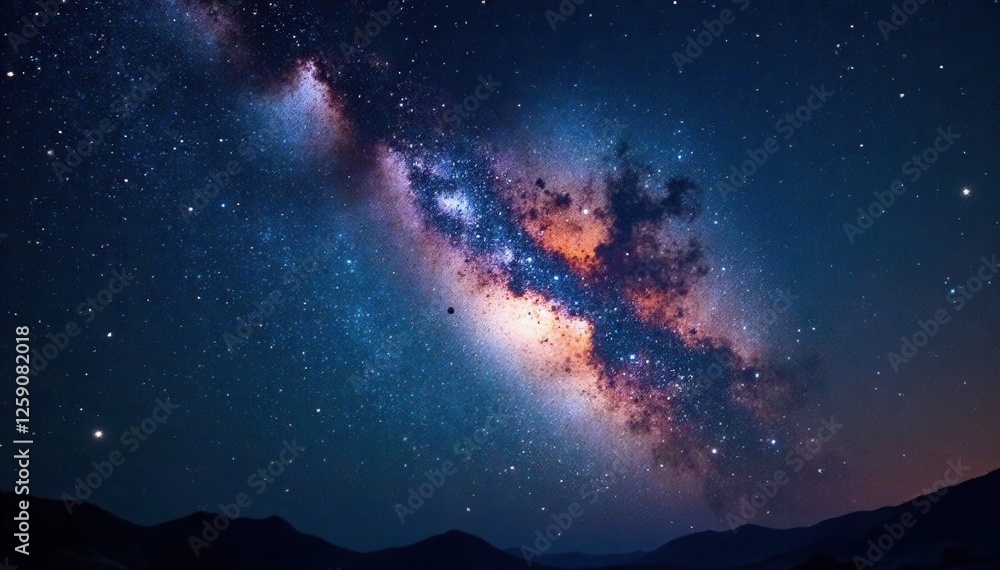 Celestial map of the Milky Way galaxy at night, milky way, dark matter, black holes Celestial map of the Milky Way galaxy at night, milky way, dark matter, black holes