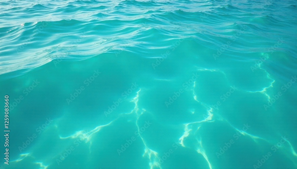 Obraz premium Calm turquoise ocean surface with gentle foam and subtle wave ripples, ripples, foam, calm waves