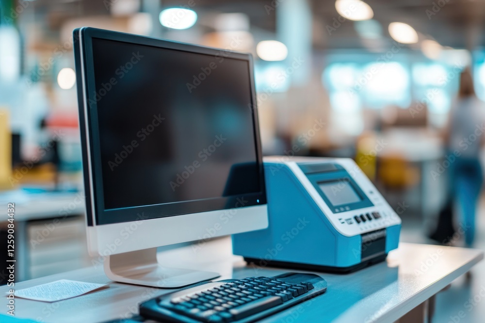 Naklejka premium Modern Workplace Technology: Computer and Peripheral