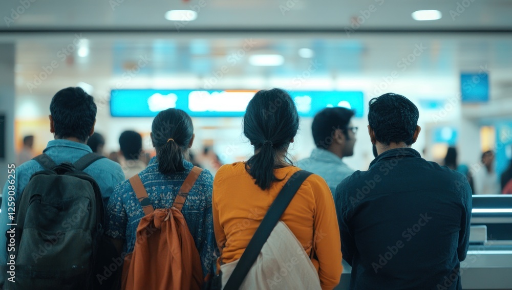 Fototapeta premium Waiting at the Airport: Passengers Await Their Departure