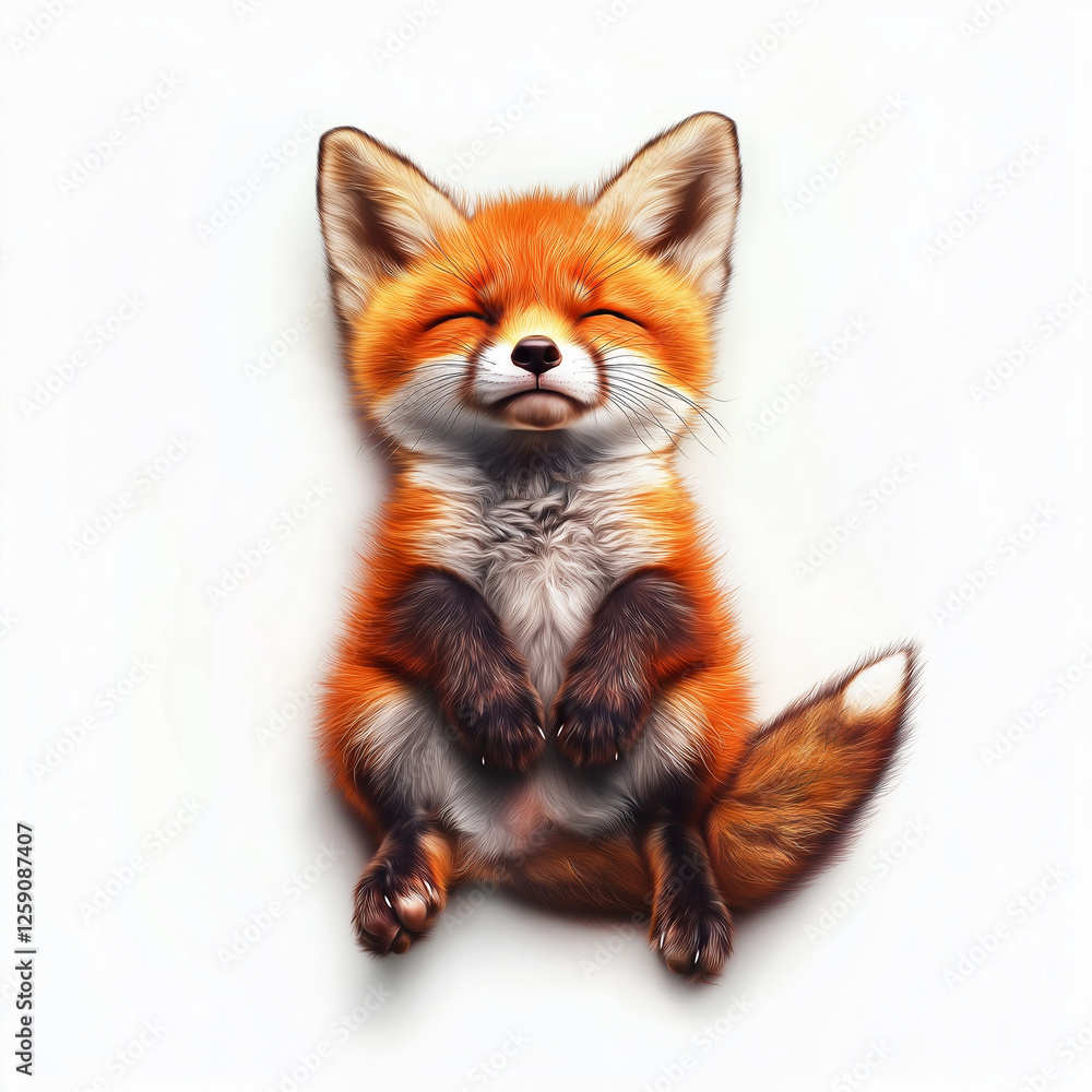 Obraz premium Fuchs in entspannter Pose mit fröhlichem Gesichtsausdruck