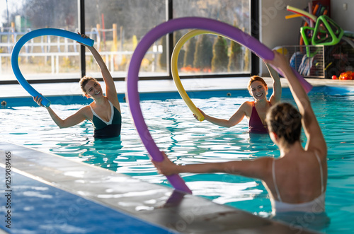 Indoor exercise in pool, aquarobic