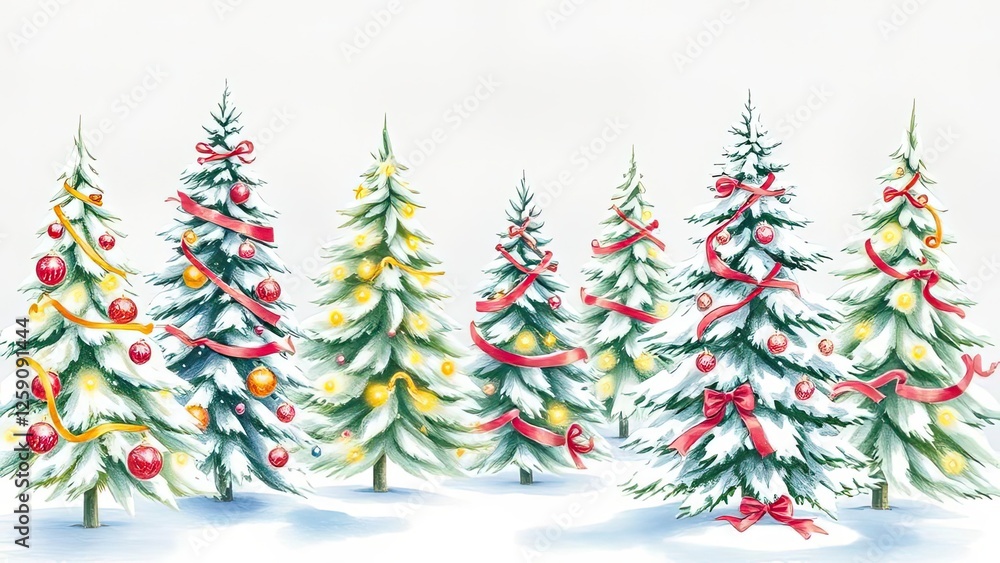 Festive Christmas Trees Winter Wonderland Holiday Decor Festive Christmas Trees Winter Wonderland Holiday Decor