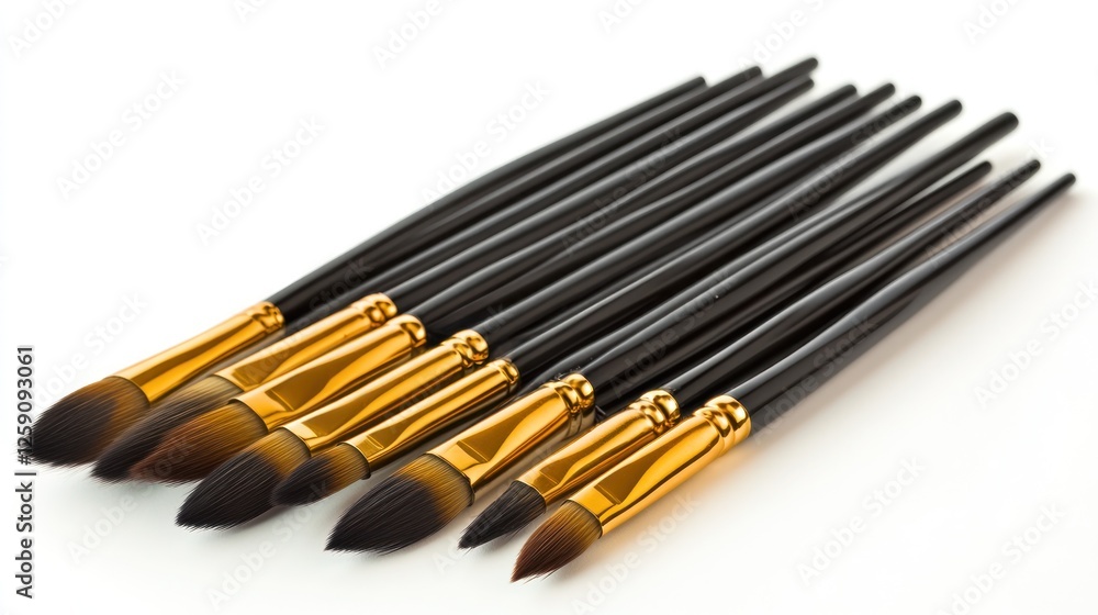 Elegant set of paintbrushes on a white background, art and creativity Elegant set of paintbrushes on a white background, art and creativity