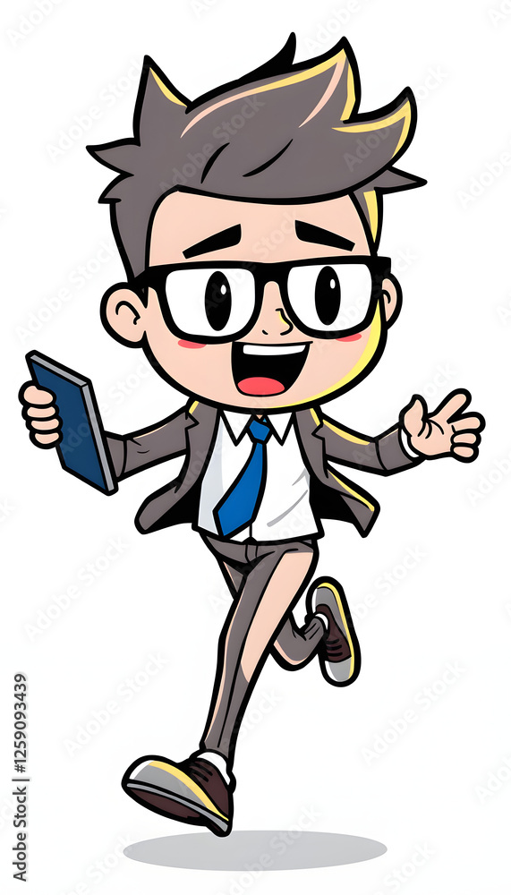 Running businessman png sticker, cartoon character doodle, transparent background. with white shades Running businessman png sticker, cartoon character doodle, transparent background. with white shades