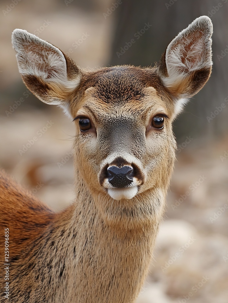 Close-Up of Adorable Young Deer Gazing with Innocent Expression : Generative AI Close-Up of Adorable Young Deer Gazing with Innocent Expression : Generative AI