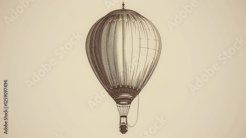 Obraz na płótnie A beautifully etched vintage hot air balloon with ornate details and classical rigging, capturing the essence of early aviation and exploration in a timeless artistic style. AI generated. w salonie