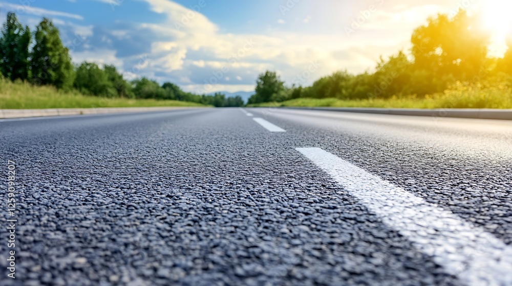 Scenic View of a Road Stretching into the Horizon under a Bright Sky : Generative AI Scenic View of a Road Stretching into the Horizon under a Bright Sky : Generative AI