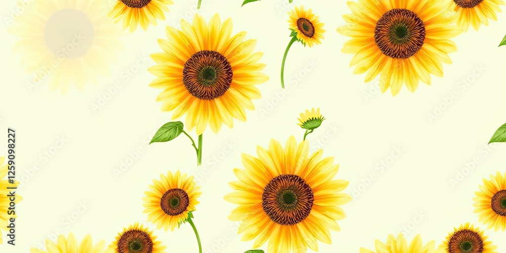 Sunny Yellow Sunflower Floral Pattern Background Sunny Yellow Sunflower Floral Pattern Background