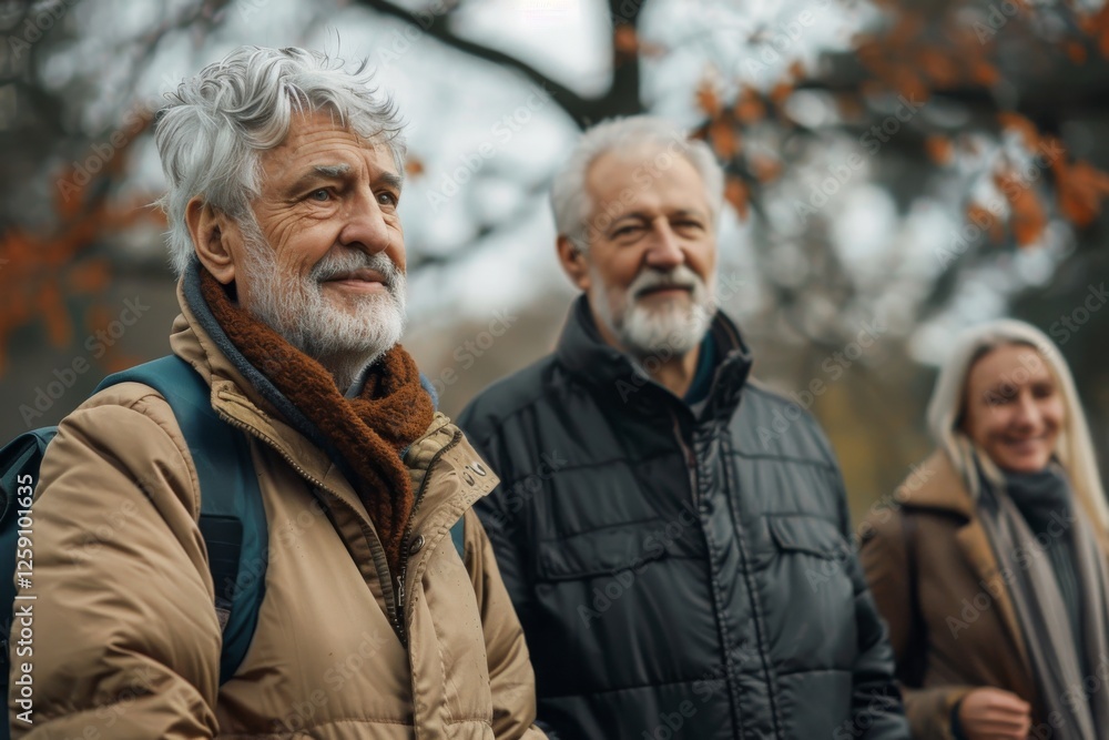 Portrait of a senior man with his family in the park. Portrait of a senior man with his family in the park.
